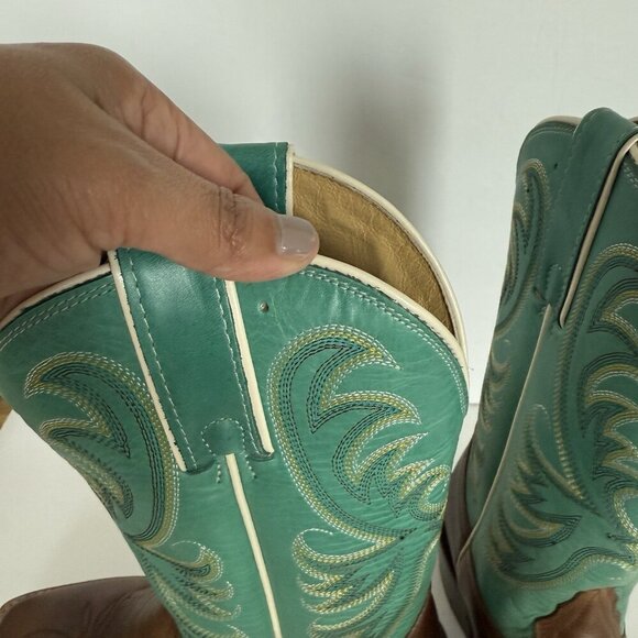 TONY LAMA Rowena 11” Women’s 6B‎ Brown Turquoise Leather Western Boot USA SA2101 - Picture 6 of 15